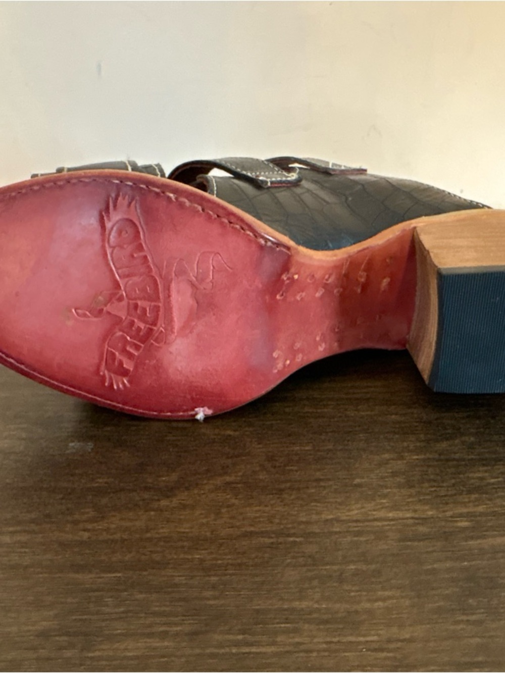 Freebird Quincy Leather Buckle Mule Heels Black Size 8 - Picture 13 of 15